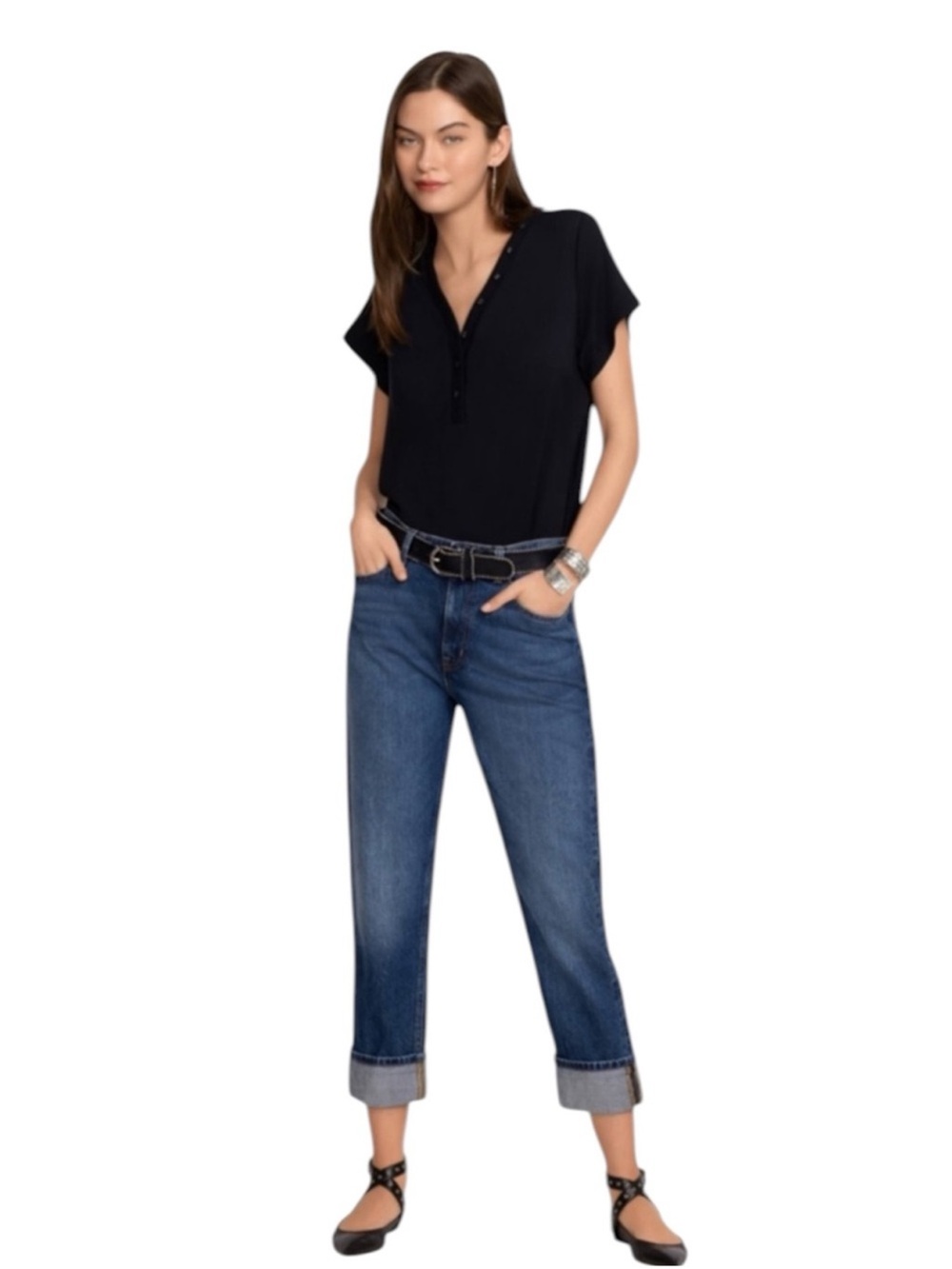 Johnny Was Barcelona Boyfriend Jeans Mason Wash NWT Size 30 Organic Cotton